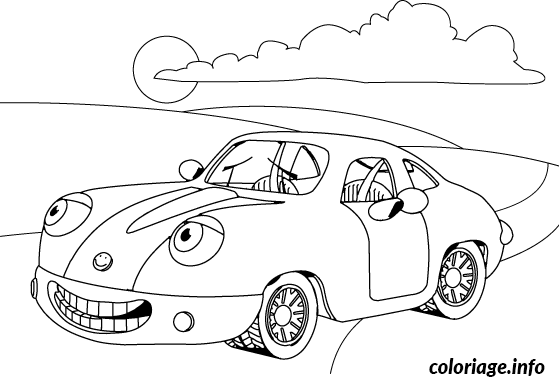 Coloriage Voiture souriante - Voiture à imprimer