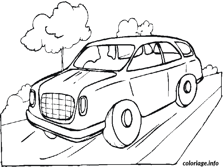 Coloriage Voiture sur route - Voiture à imprimer