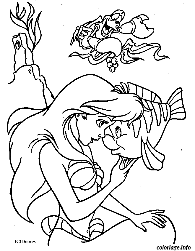 Coloriage Néréide enchantée sous-marine - Sirène à imprimer