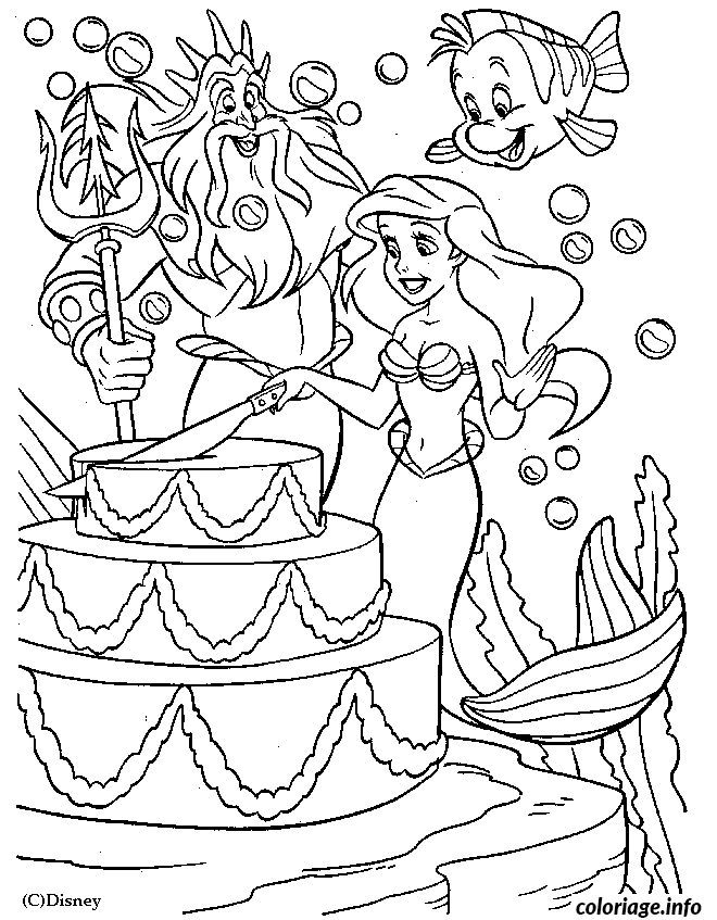 Coloriage Ondine mystérieuse aux longs cheveux ondulants - Sirène à imprimer