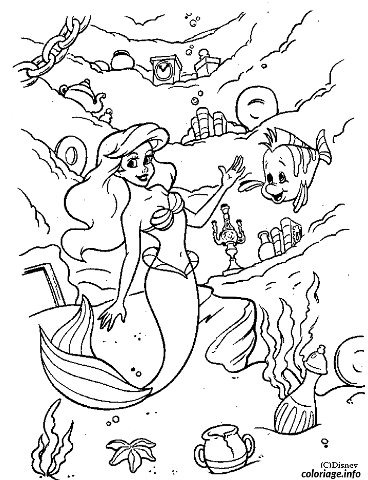 Coloriage Ondine Féerique sous les Vagues Enchantées - Sirène à imprimer