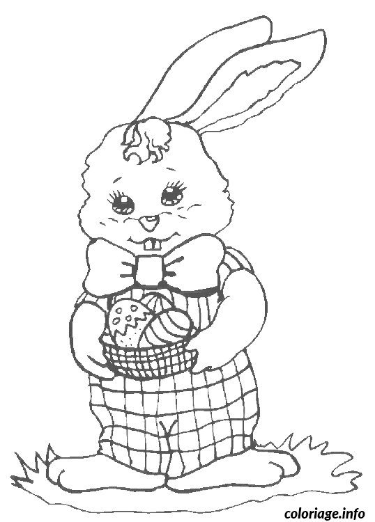 Coloriage Lapin avec des chocolats - Lapin à imprimer