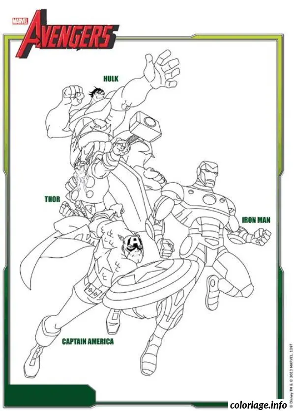 Coloriage L'équipe des Avengers - Avengers à imprimer