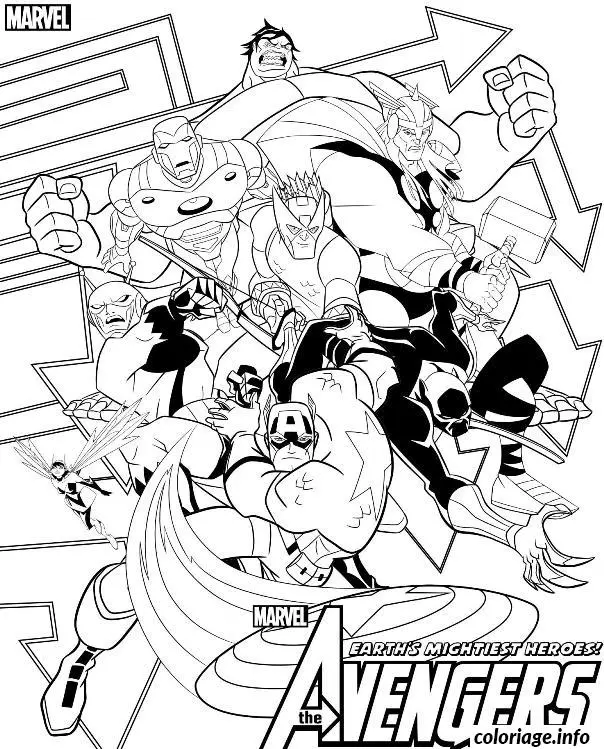 Coloriage Les héros Avengers Marvel - Avengers à imprimer