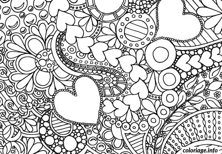 Coloriage Cœur de Saint-Valentin complexe pour adultes - Difficile à imprimer