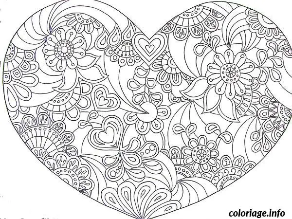 Coloriage Saint valentin cœur adulte difficile mandala - Difficile à imprimer
