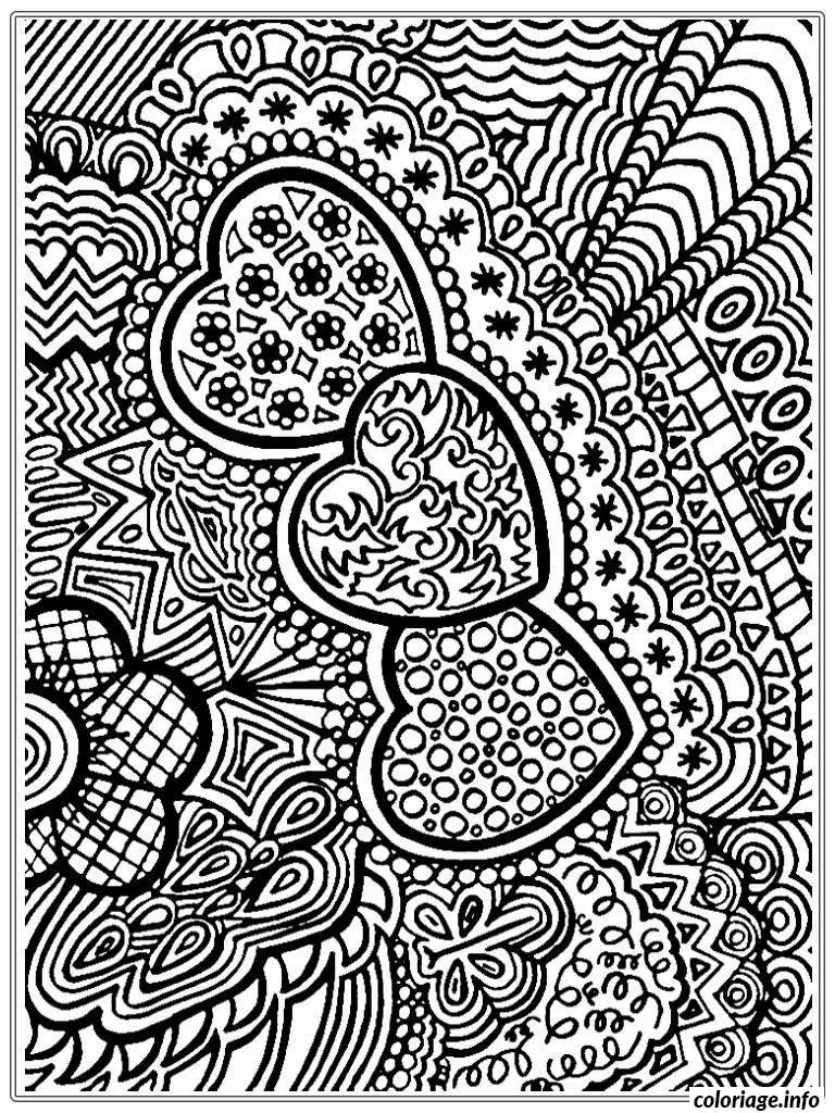 Coloriage St valentin cœur adulte difficile - Difficile à imprimer