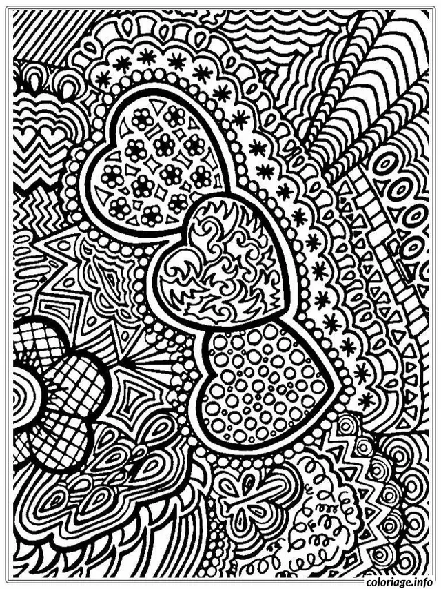 Coloriage St valentin cœur adulte difficile - Difficile à imprimer