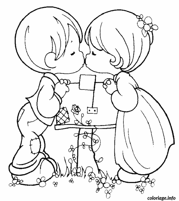 Coloriage Deux filles s'échangent une lettre d'amour - Dessin à imprimer
