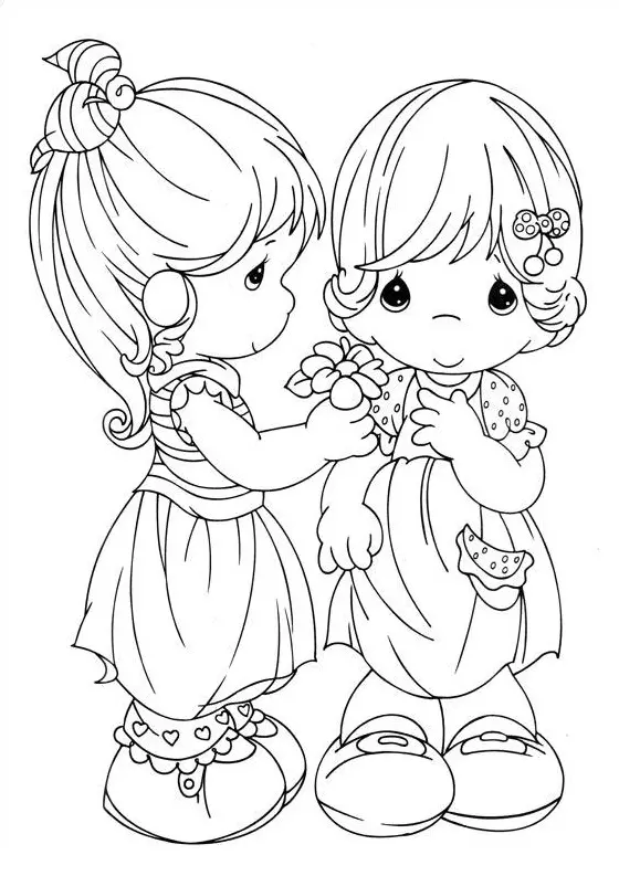 Coloriage Cœur et roses pour la Saint-Valentin - Dessin à imprimer