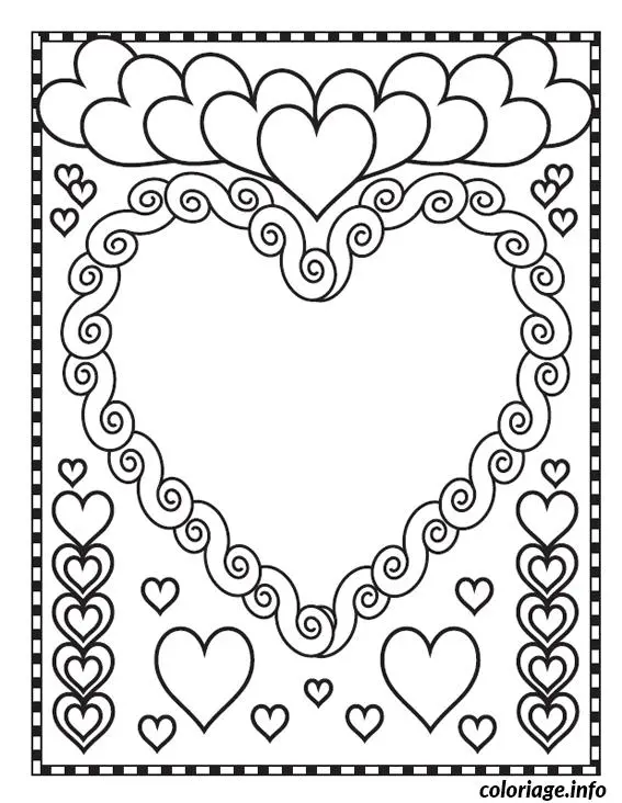 Coloriage Motif amoureux Saint-Valentin enchanteur - Dessin à imprimer