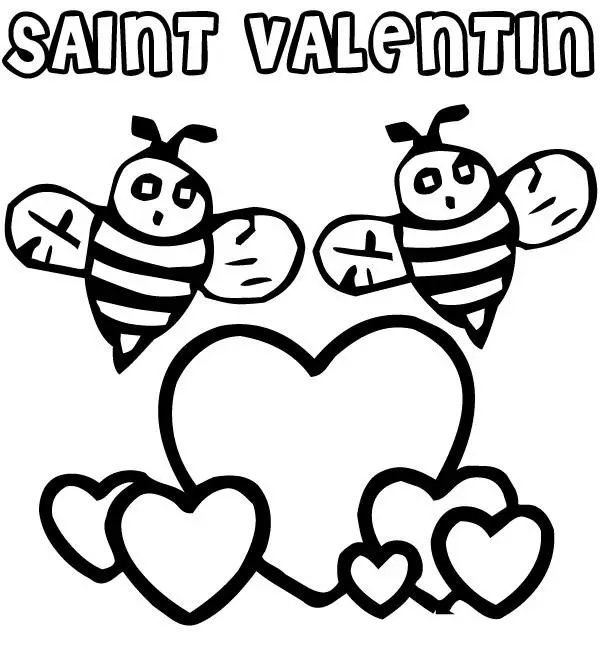 Coloriage Illustration Romantique Saint-Valentin à Colorier - Dessin à imprimer
