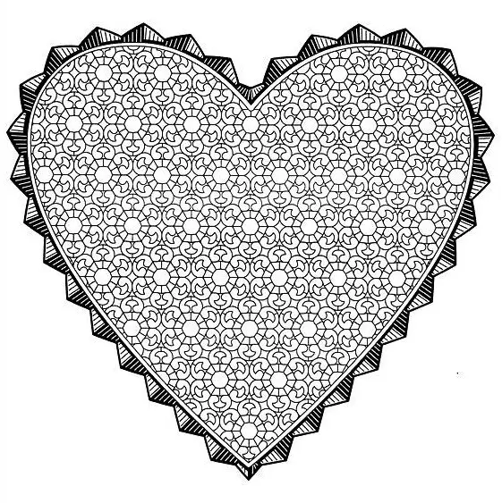 Coloriage Saint-Valentin féerique avec cœurs - Dessin à imprimer