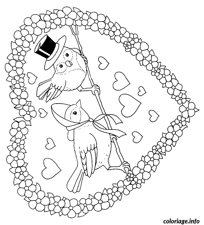 Coloriage Saint Valentin : Cœurs et Amour à Colorier - Dessin à imprimer