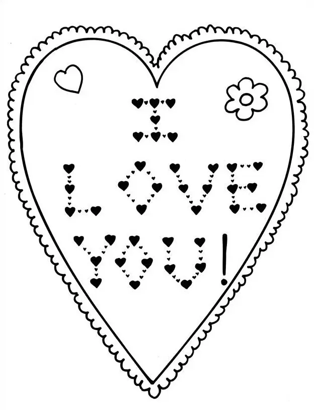 Coloriage Composition Saint-Valentin enchantée - Dessin à imprimer