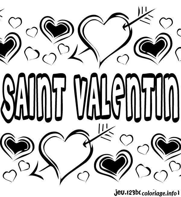 Coloriage Motif Saint-Valentin tendre pour enfants - Dessin à imprimer