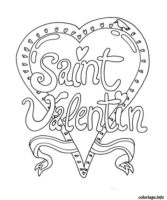 Coloriage Illustration Saint-Valentin romantique à colorier - Dessin à imprimer