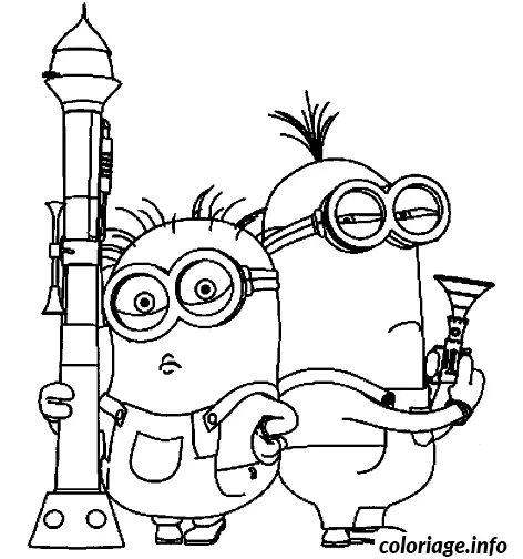 Coloriage Dessin minion deux agents secrets - Dessin à imprimer