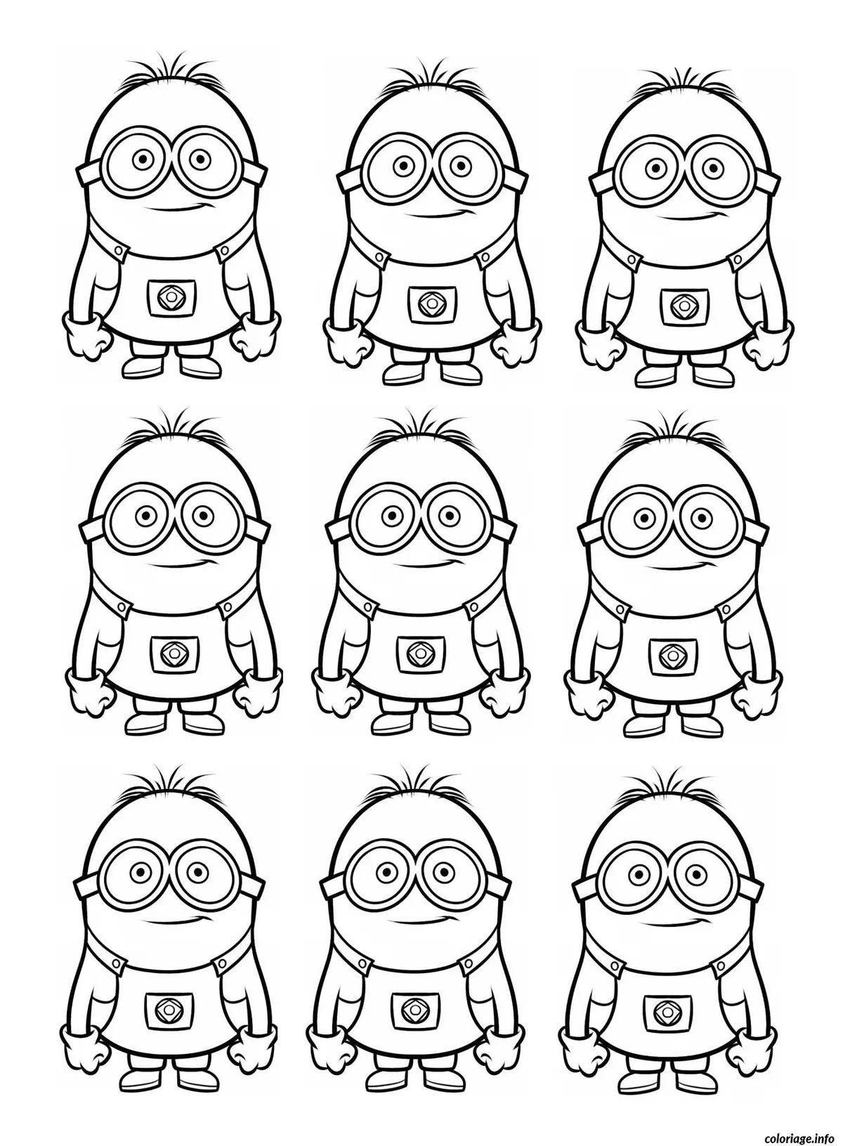Kleurplaat Negen Minions kleurplaten om te printen