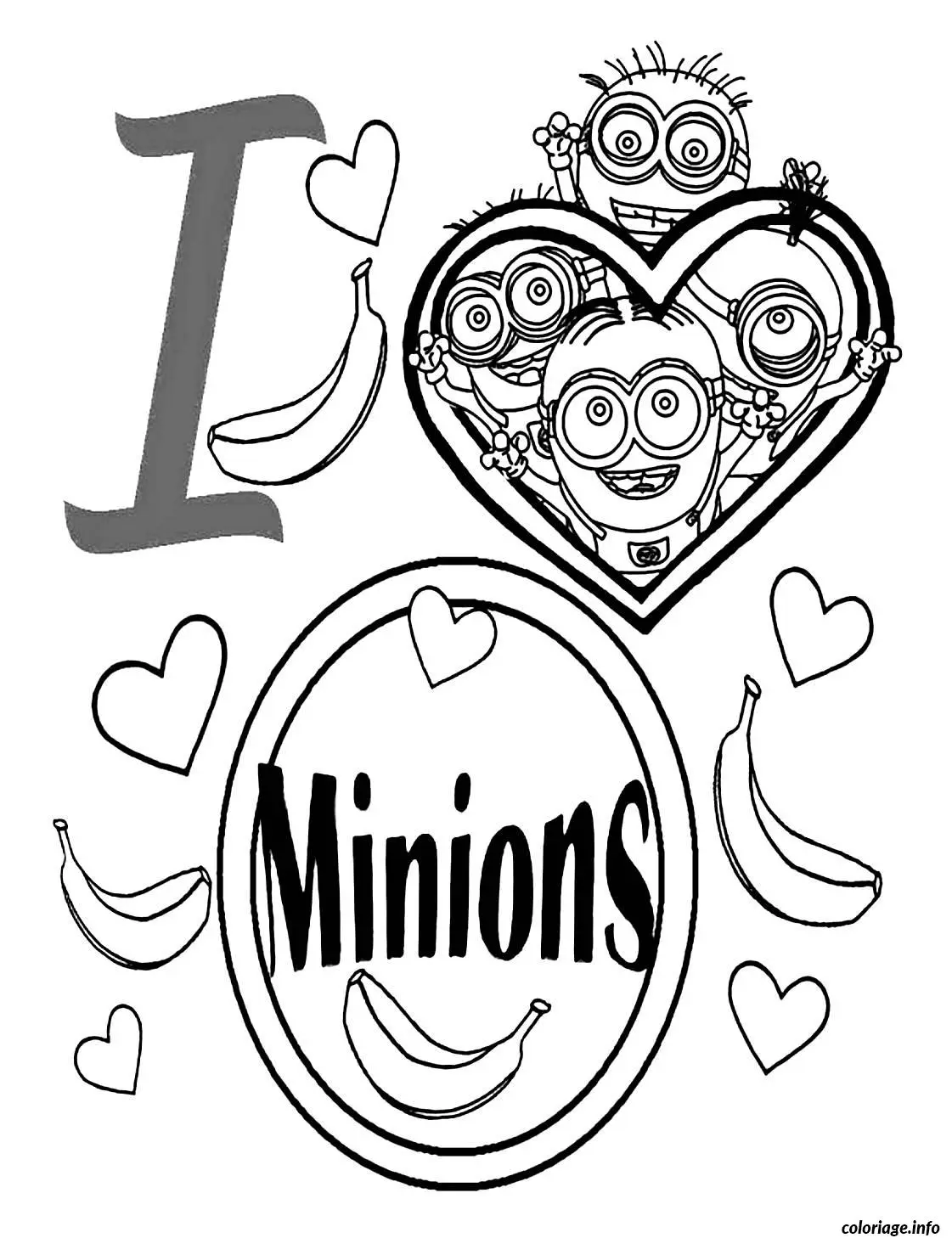 Coloriage Dessin i love minions - Minions à imprimer