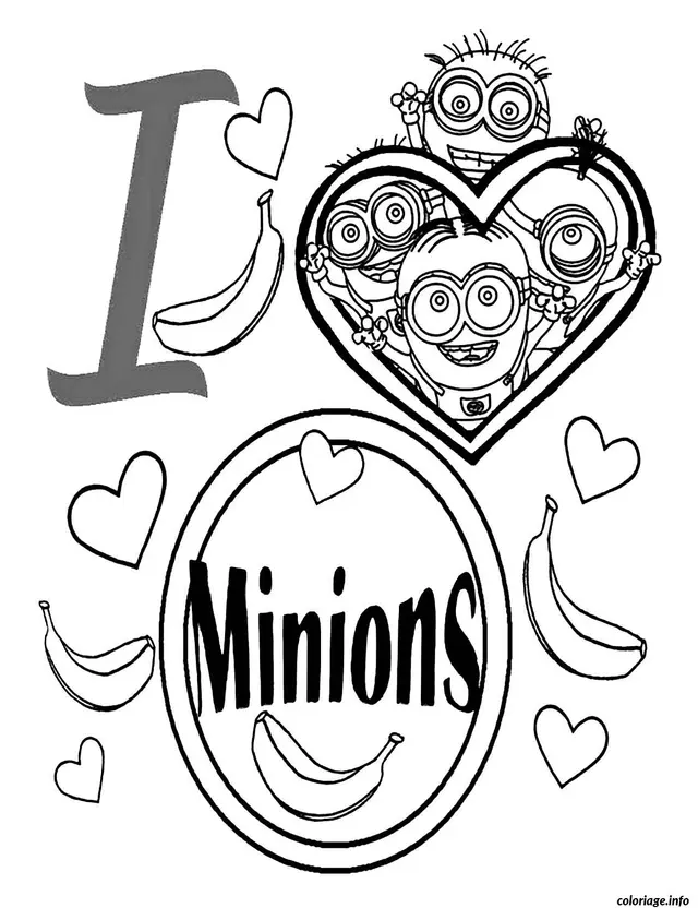 Coloriage Dessin i love minions - Minions à imprimer