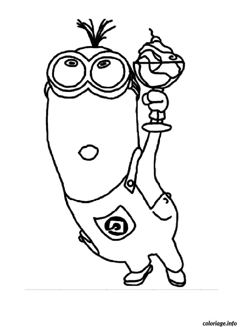 Coloriage Dessin minion avec crème glace - Dessin à imprimer