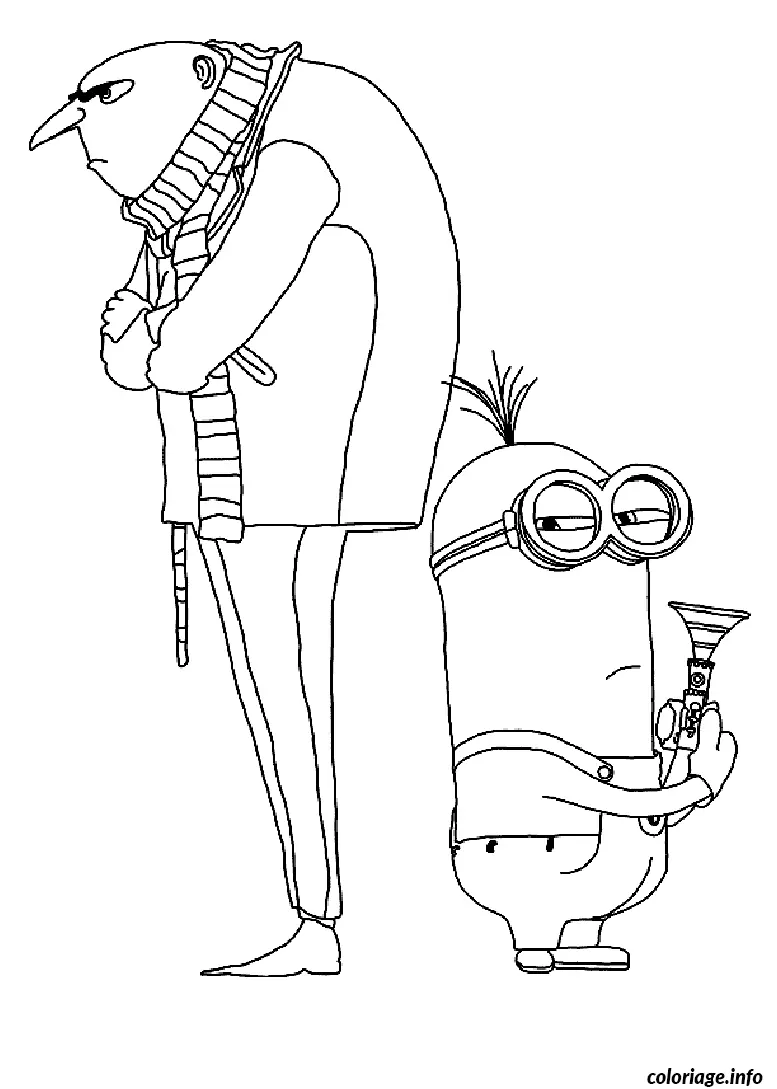 Coloriage Dessin moi minion avec gru - Dessin à imprimer