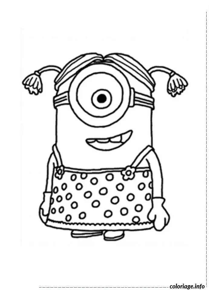 Coloriage Dessin minion fille un oeil - Dessin à imprimer