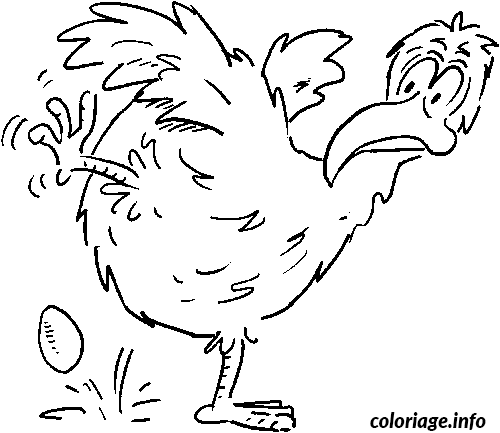 Coloriage Pâques poule qui pond un œuf - Pâques à imprimer