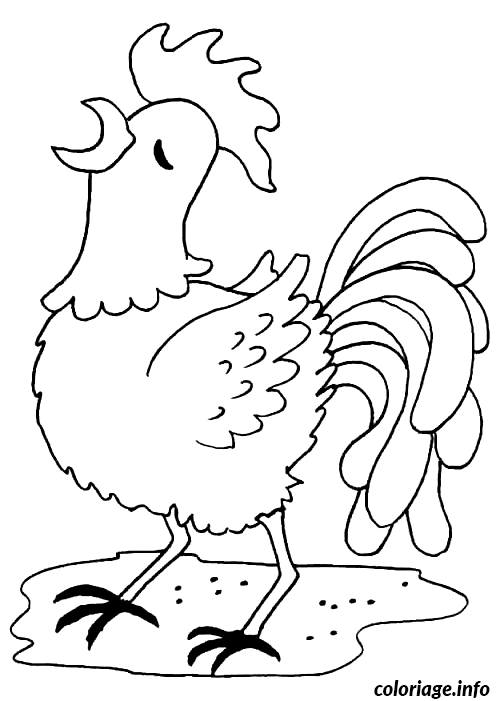 Coloriage Pâques un coq qui chante - Pâques à imprimer