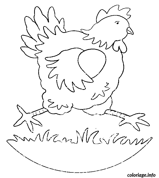Coloriage Pâques une poule qui court - Pâques à imprimer