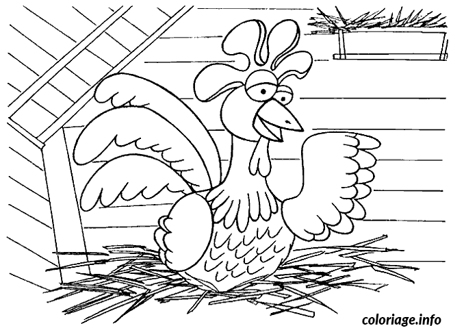 Coloriage Pâques poule sur un toit - Pâques à imprimer