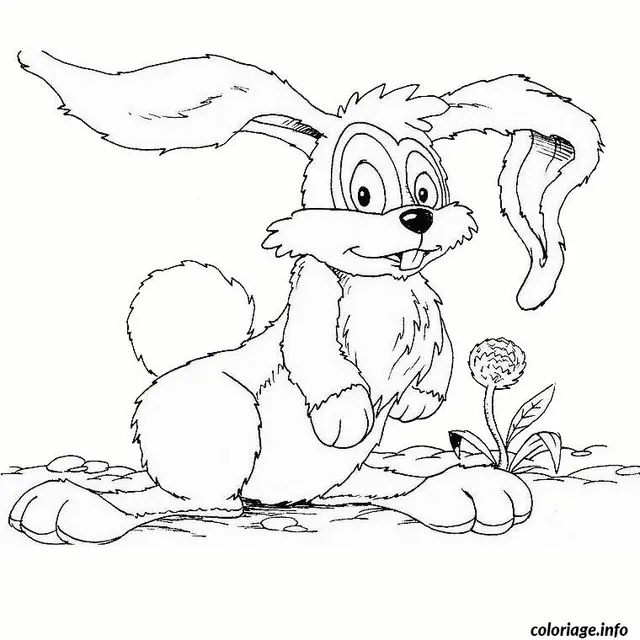 Coloriage Pâques lapin malin - Pâques à imprimer