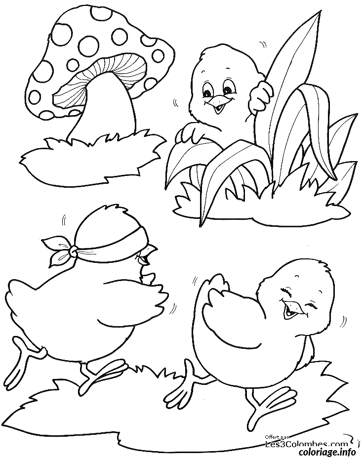 Coloriage Poule pascale et paniers d'œufs festifs - Dessin à imprimer