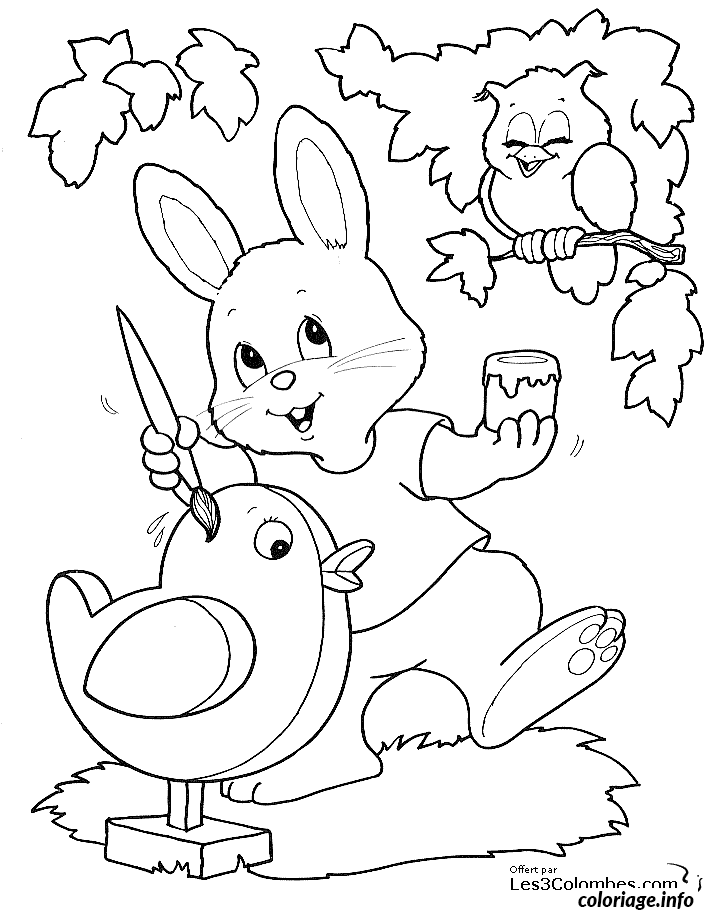 Coloriage Chasse aux œufs de Pâques festive - Dessin à imprimer
