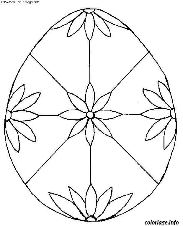 Coloriage Œufs de Pâques décorés - Motifs printaniers - Dessin à imprimer