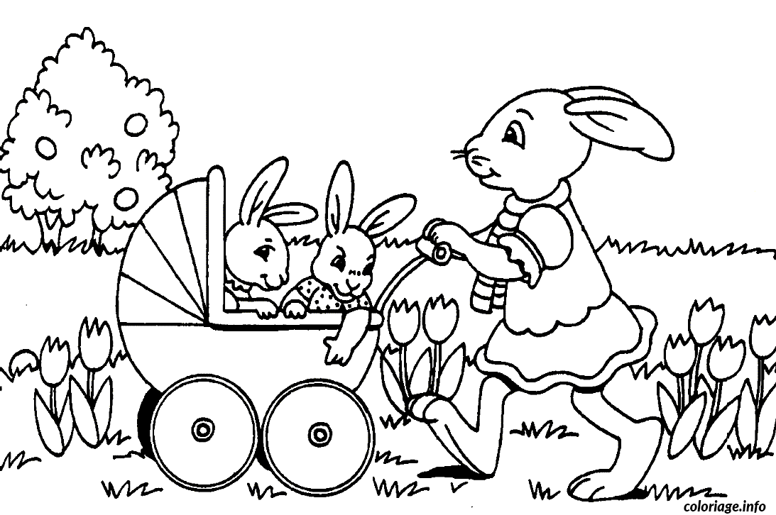 Coloriage Œufs décorés et fleurs de printemps - Dessin à imprimer