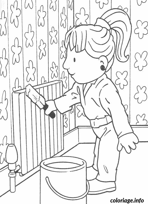 Coloriage Bob le Bricoleur en action sur un projet - Bob le bricoleur à imprimer