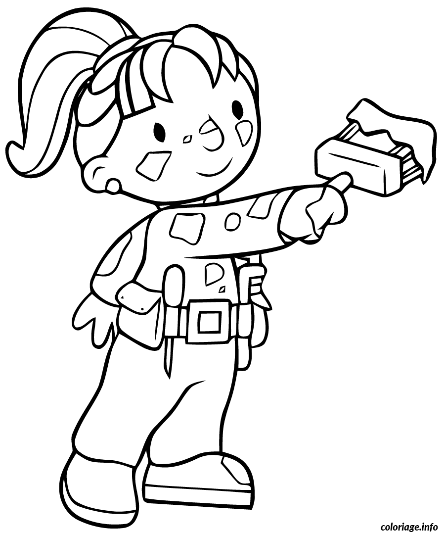 Coloriage Bob le bricoleur en tenue de travail - Bob le bricoleur à imprimer