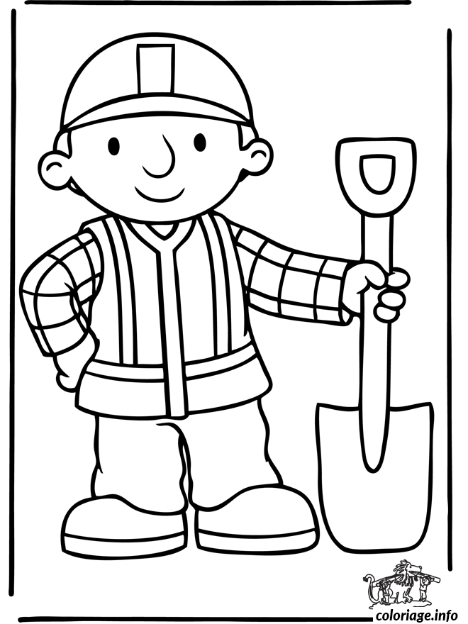 Coloriage Bob le bricoleur réparant une maison - Bob le bricoleur à imprimer