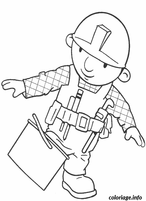 Coloriage Bob le bricoleur avec ses outils de construction - Bob le bricoleur à imprimer