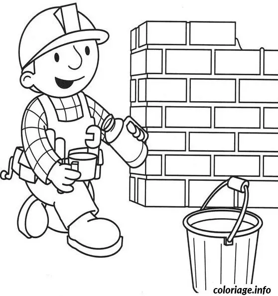 Bob the Builder with His Construction Tools coloring page to print