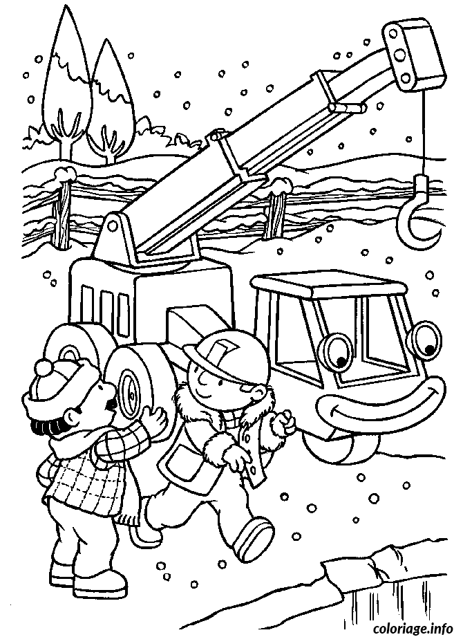 Ausmalbild Bob der Baumeister bei der Arbeit auf seiner Baustelle zum Ausdrucken