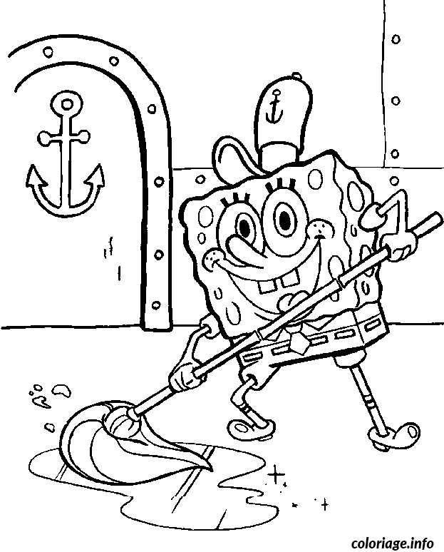 Coloriage Bob l'Éponge chevalier courageux - Bob l'éponge à imprimer