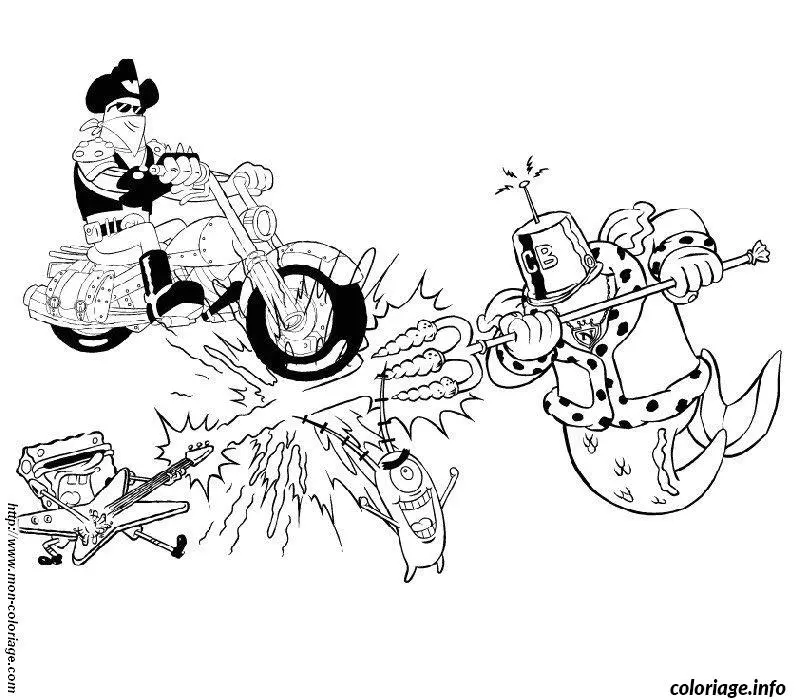 Coloriage Bob l'Éponge souriant avec Patrick et Squidward - Bob l'éponge à imprimer