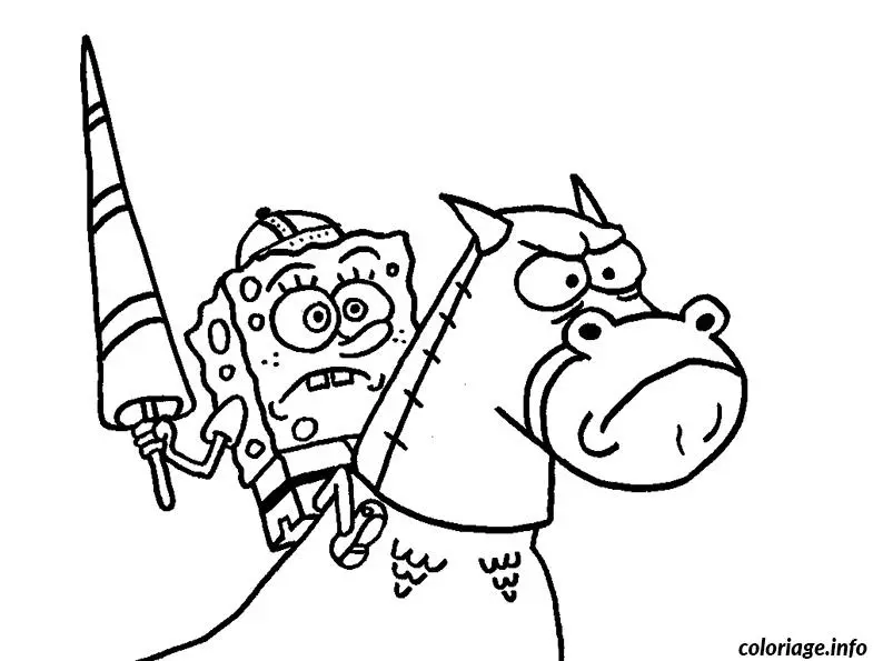 Coloriage Bob l'Éponge en action sous l'océan - Bob l'éponge à imprimer