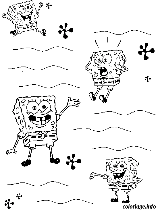 Coloriage Bob l'Éponge en action dans cuisine - Bob l'éponge à imprimer