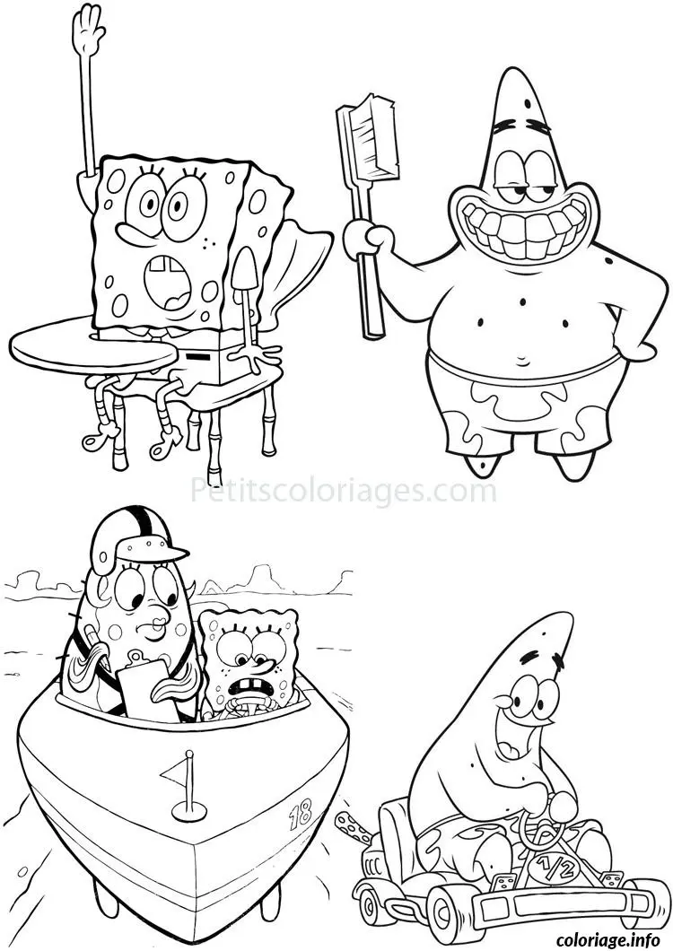 Coloriage Bob l'Éponge en aventure sous-marine - Bob l'éponge à imprimer