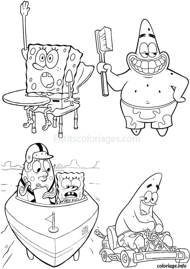 Coloriage Bob l'Éponge en aventure sous-marine - Bob l'éponge à imprimer