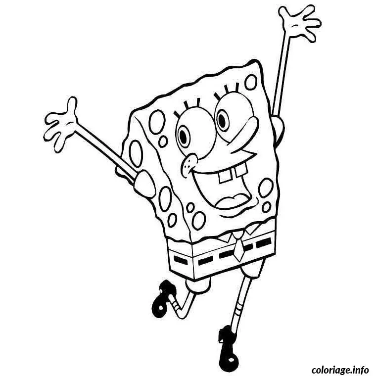 Coloriage Bob l'éponge souriant et joyeux - Bob l'éponge à imprimer